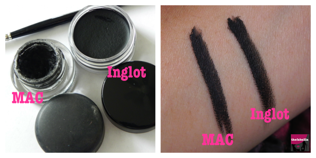 Battle of the Gel Eyeliner INGLOT Matte 77 vs. MAC Blacktrack